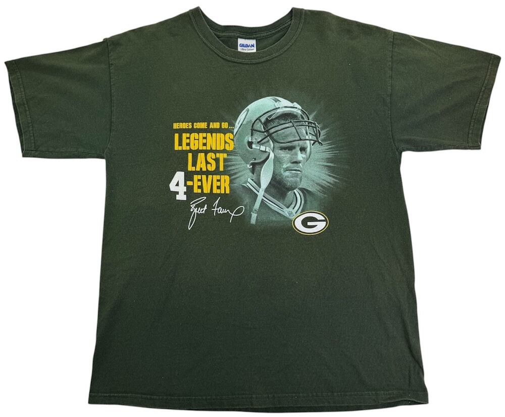 Vintage Green Bay Packers Brett Farve Men's Large 'Legends Last 4 Ever' T-Shirt